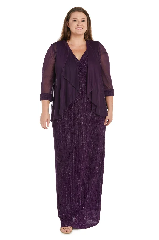 V-Neck Sleeveless Women's Dress with Sheer Jacket Set - Plus Size Welt Pockets Slit Pockets Flap Pockets V-Neck Sleeveless Women's Dress with Sheer Jacket Set - Plus Size Welt Pockets Slit Pockets Flap Pockets